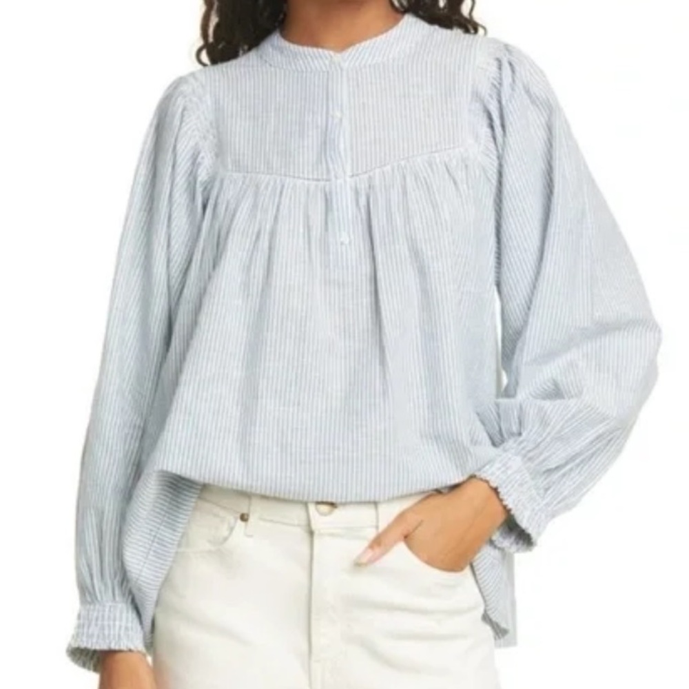 THE GREAT. The Shepherd Top in Western Stripe. Size 0.